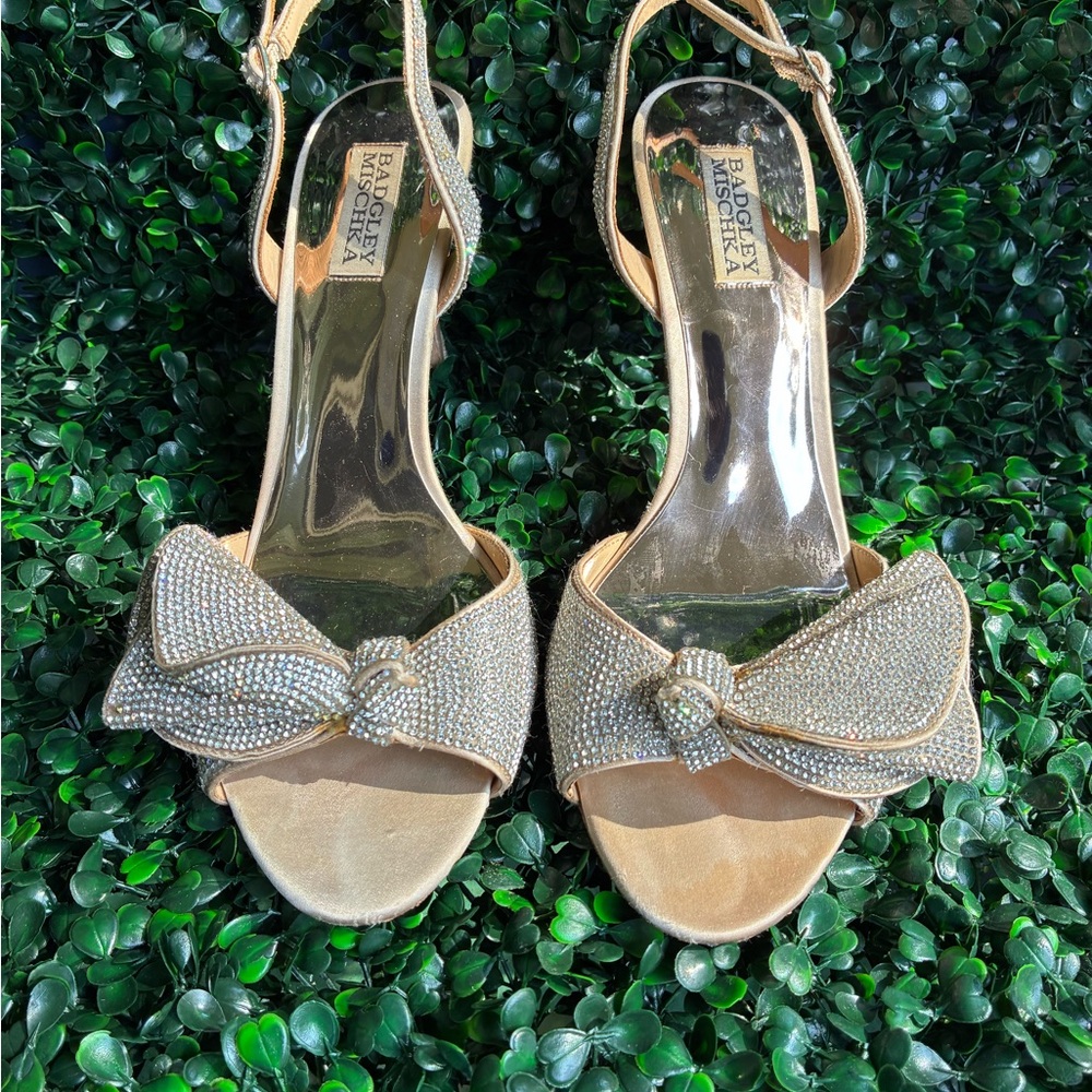 Badgley Mischka Glittering Gold Heels